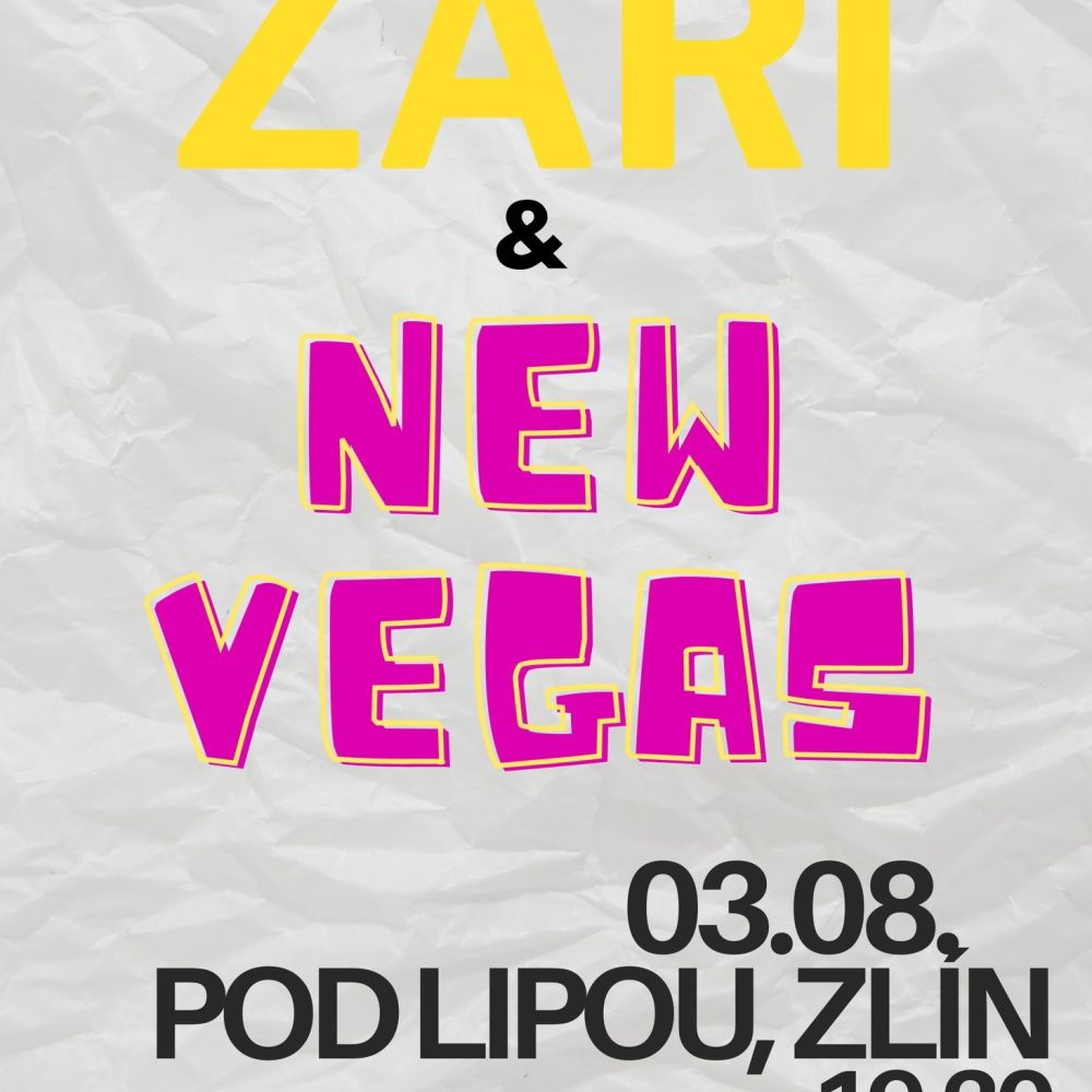 SRDEČNĚ VÁS ZVEME!
3. 8. OD 19.30 
RESTAURACE POD LIPOU, ZLÍN
HRAJE zlínská kapela ZÁŘÍ & host NEW VEGAS (Brno) 
New Vegas 
 #zlinskykraj #rockband #koncert #rock #PodLipou #zlín #skupinazari #podlipou